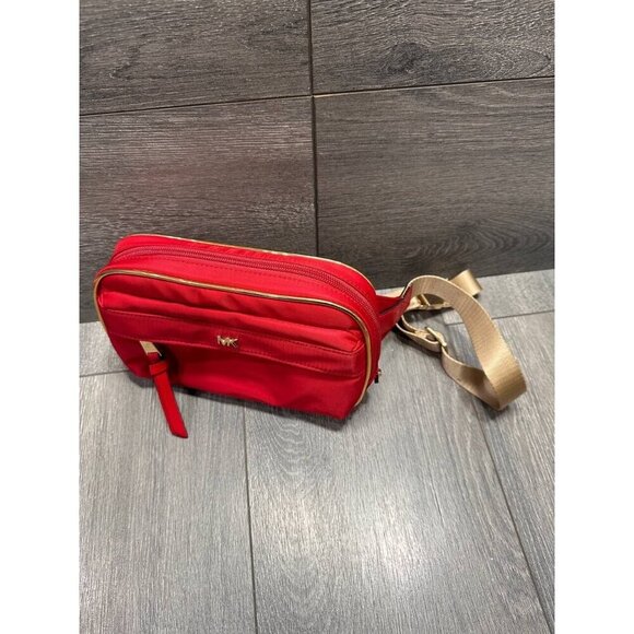 Michael Kors Signature Red Bumbag Gold Hardware Nylon Fannypack Belt Bag - Picture 3 of 14